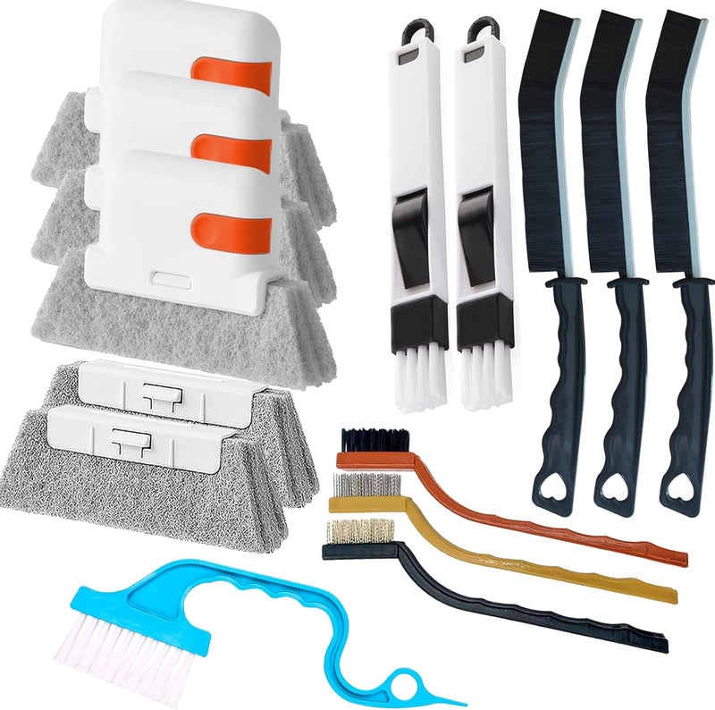 Yodamiack Window Track Cleaner Tools Set - 14 Pcs Window Groove Cleaning Brush Kit, Crevice Cleaning Brush for Sliding Door, Shutter, Sill, Tile Lines, Sink - Image 1